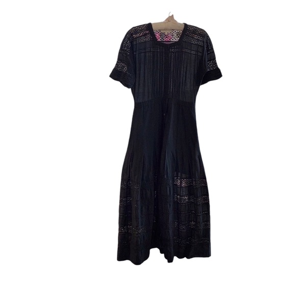LOVE SHACK FANCY EDIE DRESS BLACK COTTON CROCHET LACE MAXI DRESS COCKTAIL DRESS - Picture 10 of 16